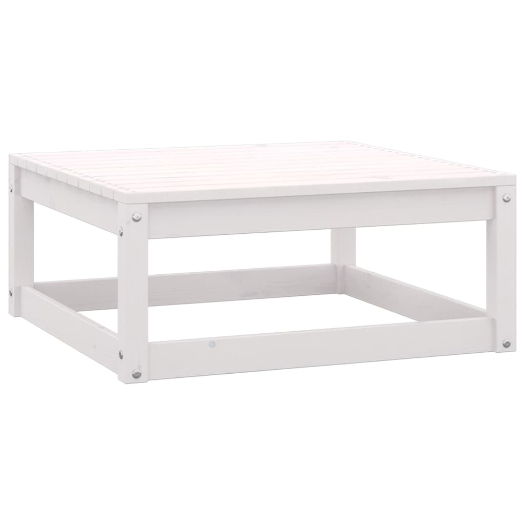 Repose-pieds de jardin avec coussins lot de 2 Blanc Bois de pin