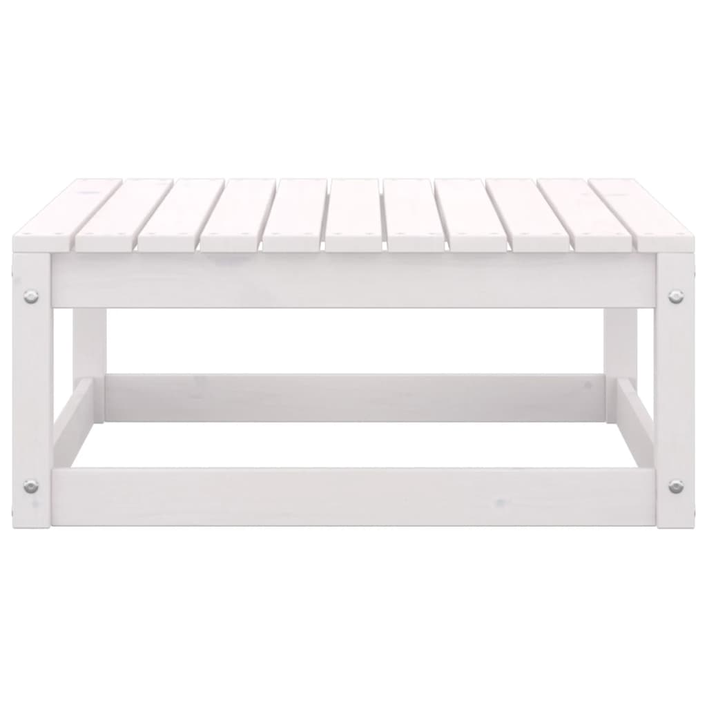 Repose-pieds de jardin avec coussins lot de 2 Blanc Bois de pin