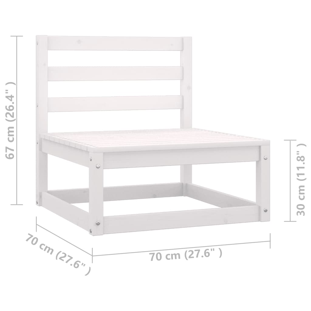 Salon de jardin 2 pcs avec coussins Blanc Bois de pin massif