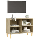 Meuble TV avec pieds en bois massif Chêne sonoma 69,5x30x50 cm