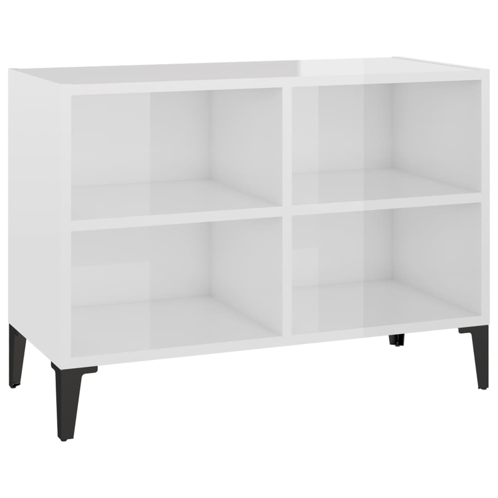 TV cabinet with metal legs Glossy white 69.5x30x50 cm