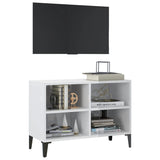 TV cabinet with metal legs Glossy white 69.5x30x50 cm