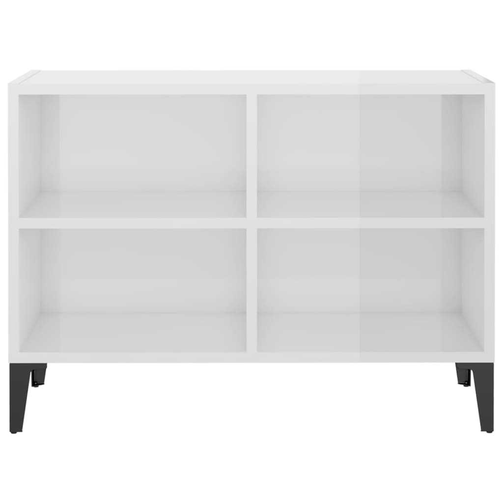 TV cabinet with metal legs Glossy white 69.5x30x50 cm