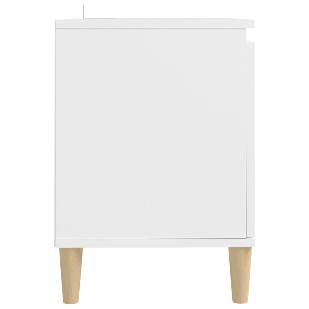 Meuble TV avec pieds en bois massif Blanc 103,5x35x50 cm