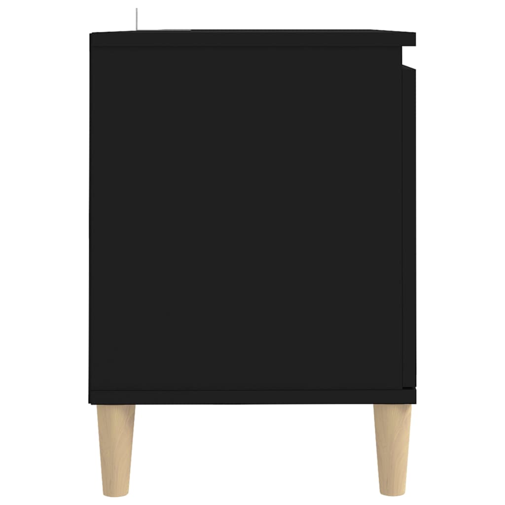 Meuble TV avec pieds en bois massif Noir 103,5x35x50 cm