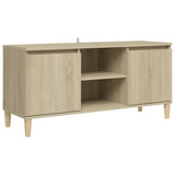 TV cabinet with solid wood legs Sonoma oak 103.5x35x50 cm