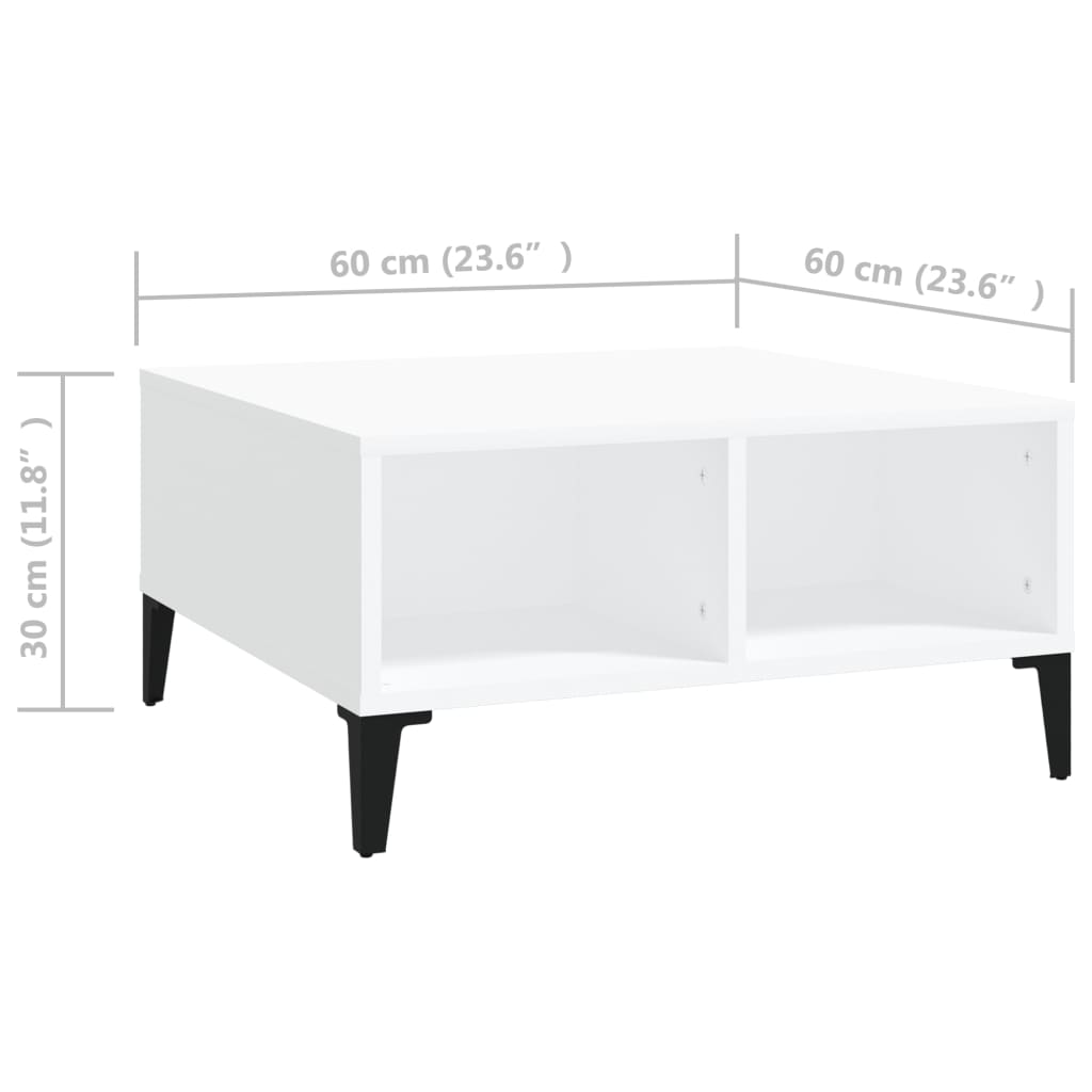 Table basse blanc 60x60x30 cm bois d'ingénierie