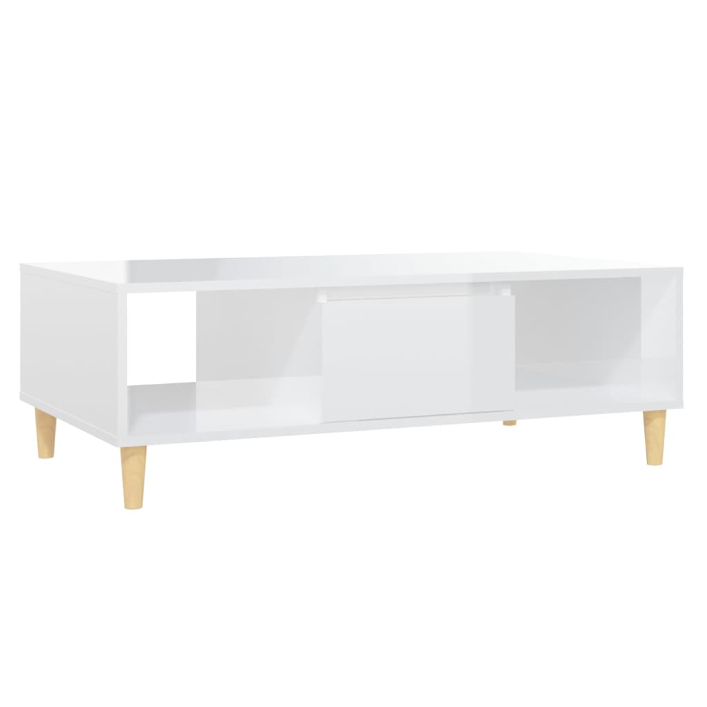 Table basse blanc brillant 103,5x60x35 cm bois d'ingénierie