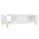 Table basse blanc brillant 103,5x60x35 cm bois d'ingénierie