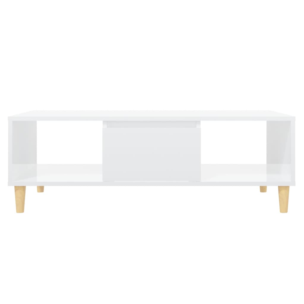 Table basse blanc brillant 103,5x60x35 cm bois d'ingénierie