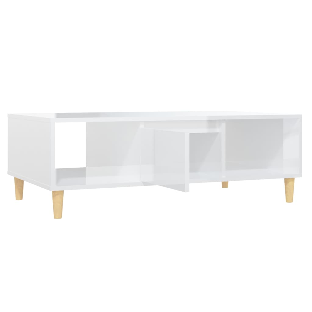 Table basse blanc brillant 103,5x60x35 cm bois d'ingénierie