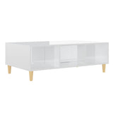 Table basse blanc brillant 103,5x60x35 cm bois d'ingénierie