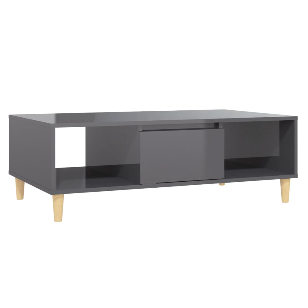 Table basse gris brillant 103,5x60x35 cm bois d'ingénierie