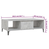 Table basse gris béton 103,5x60x35 cm bois d'ingénierie