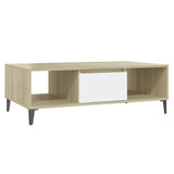 Table basse blanc chêne sonoma 103,5x60x35 cm bois d'ingénierie