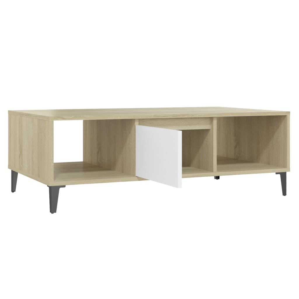 Table basse blanc chêne sonoma 103,5x60x35 cm bois d'ingénierie