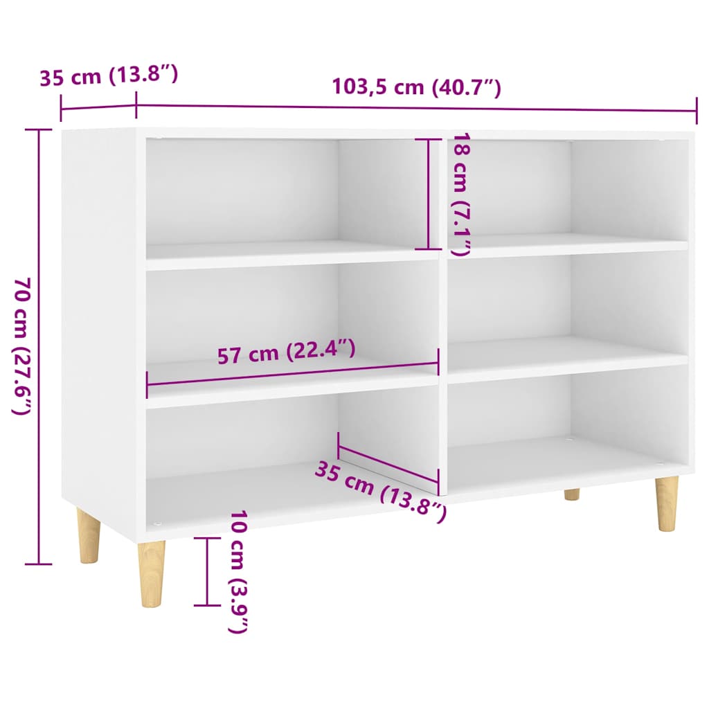 Buffet blanc 103,5x35x70 cm bois d'ingénierie