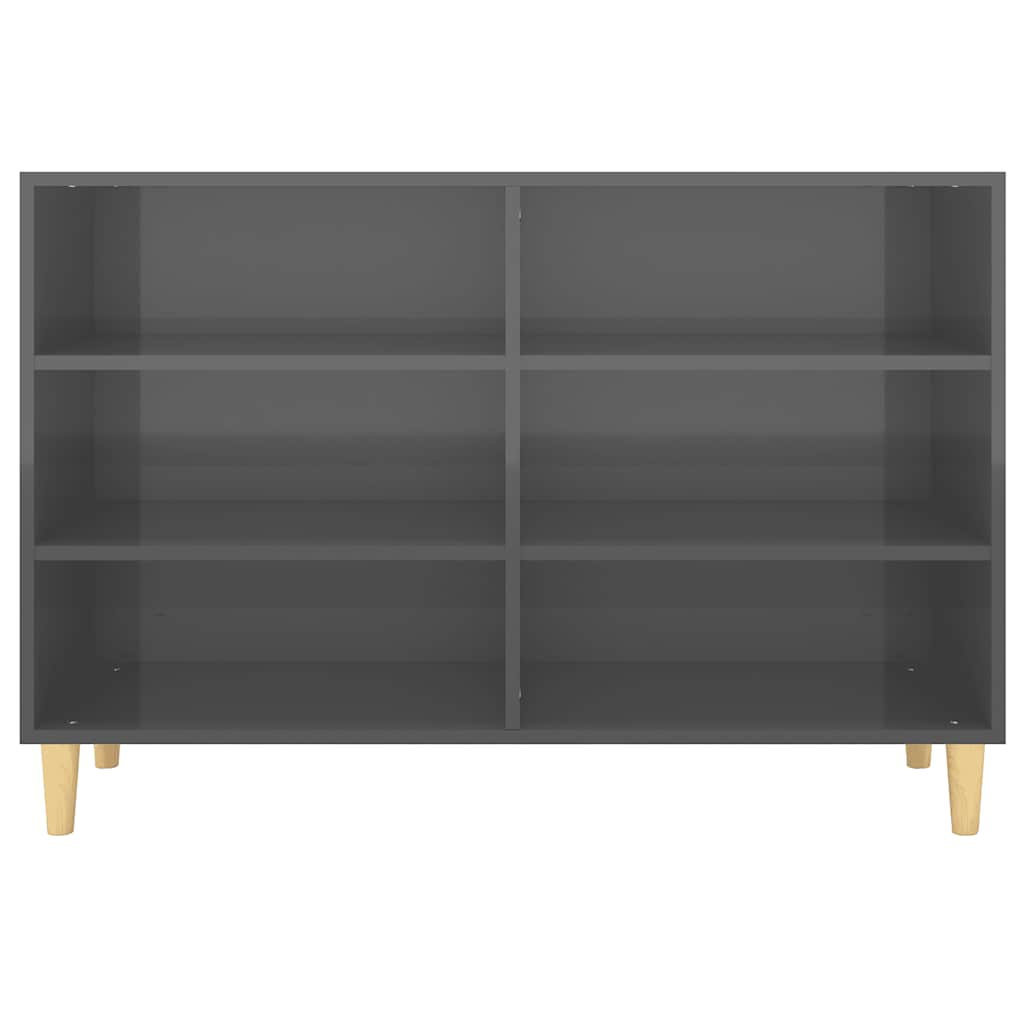 Hochglanzgraues Sideboard aus Holzwerkstoff, 103,5 x 35 x 70 cm