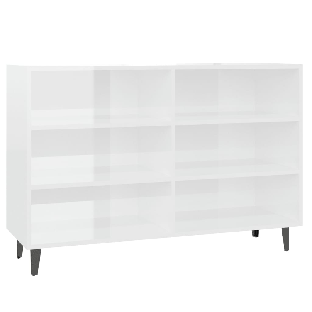 Buffet blanc brillant 103,5x35x70 cm bois d'ingénierie