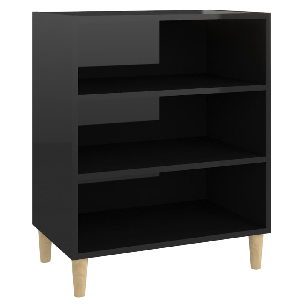 Buffet noir brillant 57x35x70 cm bois d'ingénierie