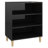 Buffet noir brillant 57x35x70 cm bois d'ingénierie