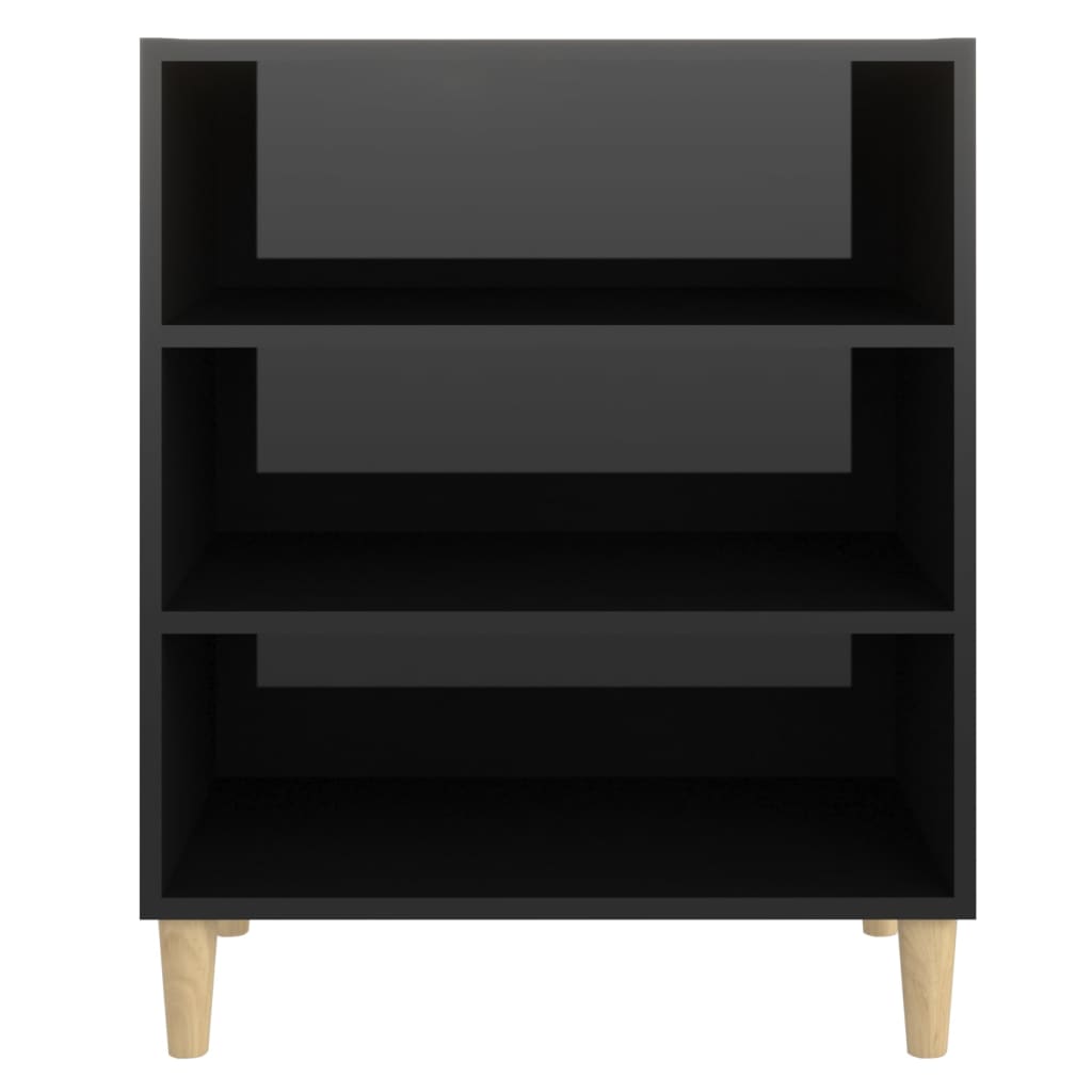 Buffet noir brillant 57x35x70 cm bois d'ingénierie