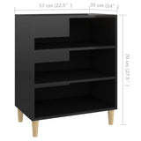 Buffet noir brillant 57x35x70 cm bois d'ingénierie