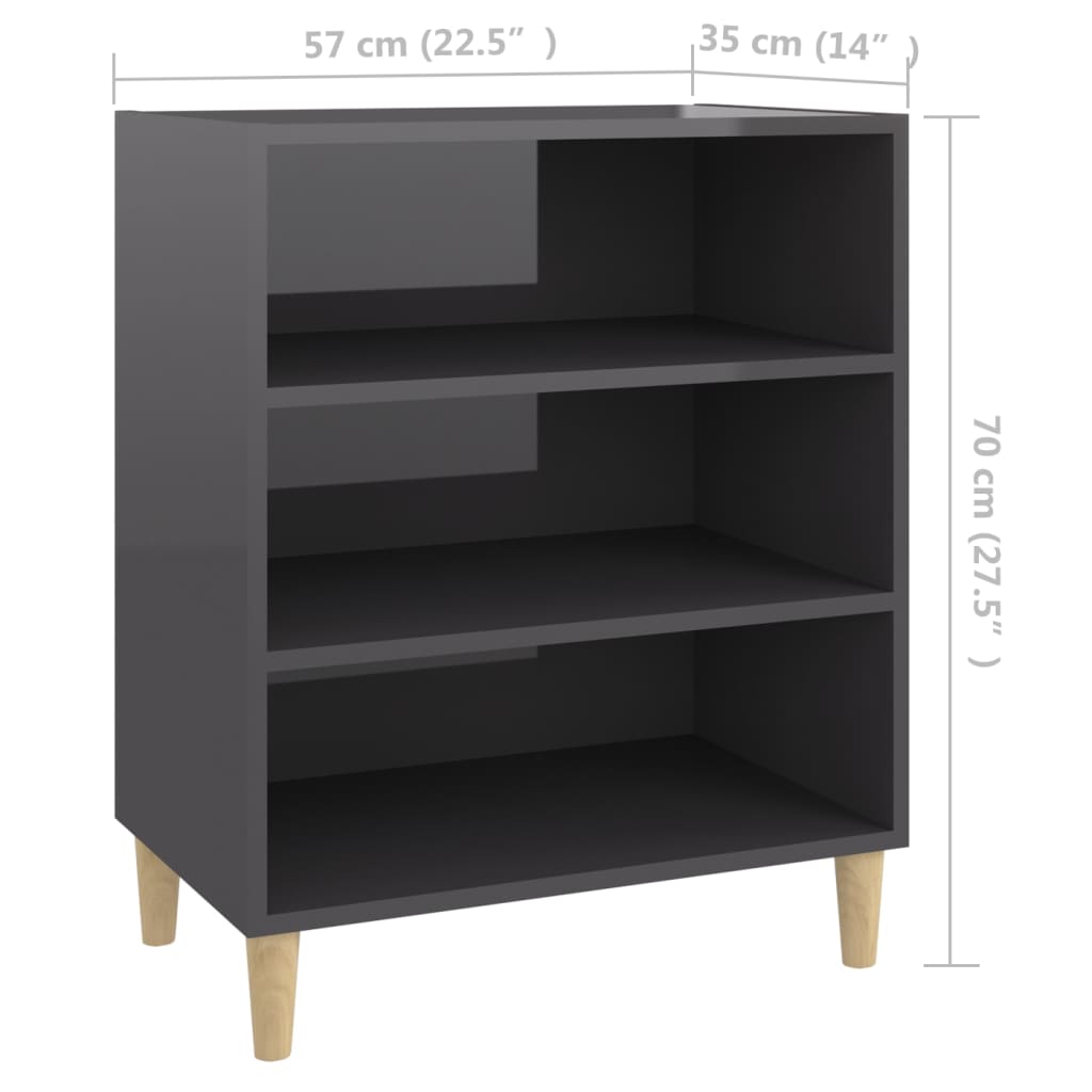 Hochglanzgraues Sideboard aus Holzwerkstoff, 57 x 35 x 70 cm