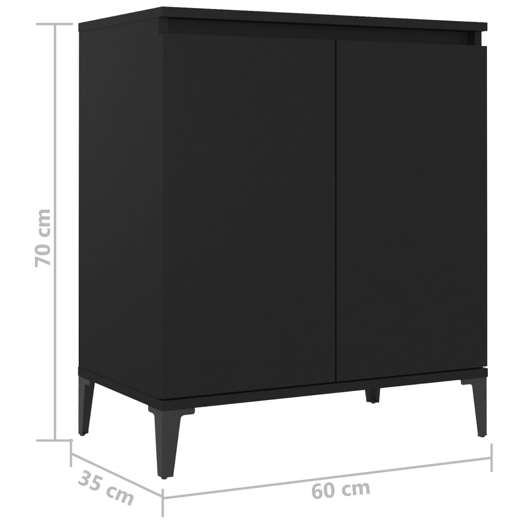 Buffet noir 60x35x70 cm bois d'ingénierie