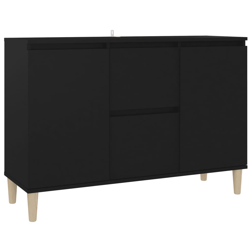 Buffet noir 101x35x70 cm bois d'ingénierie