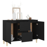 Buffet noir 101x35x70 cm bois d'ingénierie