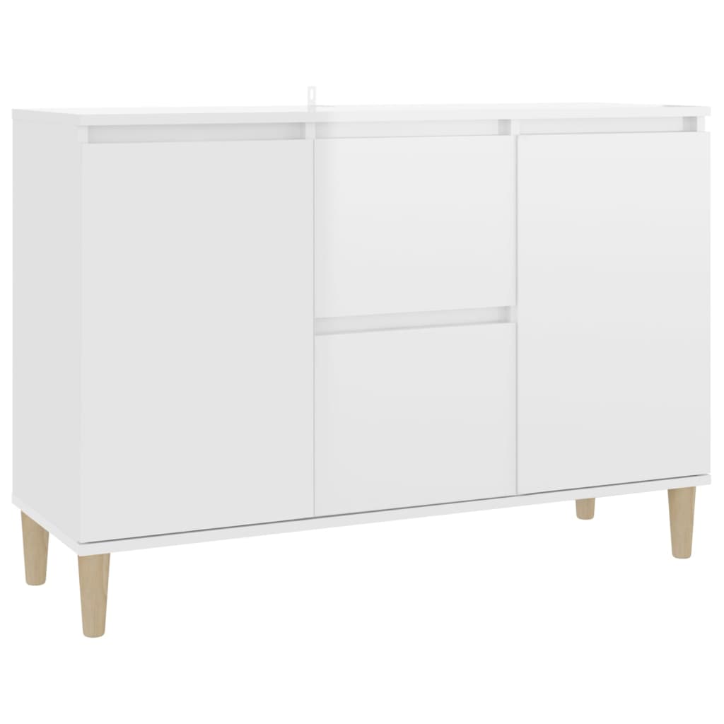 Buffet blanc brillant 101x35x70 cm bois d'ingénierie