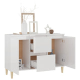 Buffet blanc brillant 101x35x70 cm bois d'ingénierie