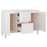 Buffet blanc brillant 101x35x70 cm bois d'ingénierie