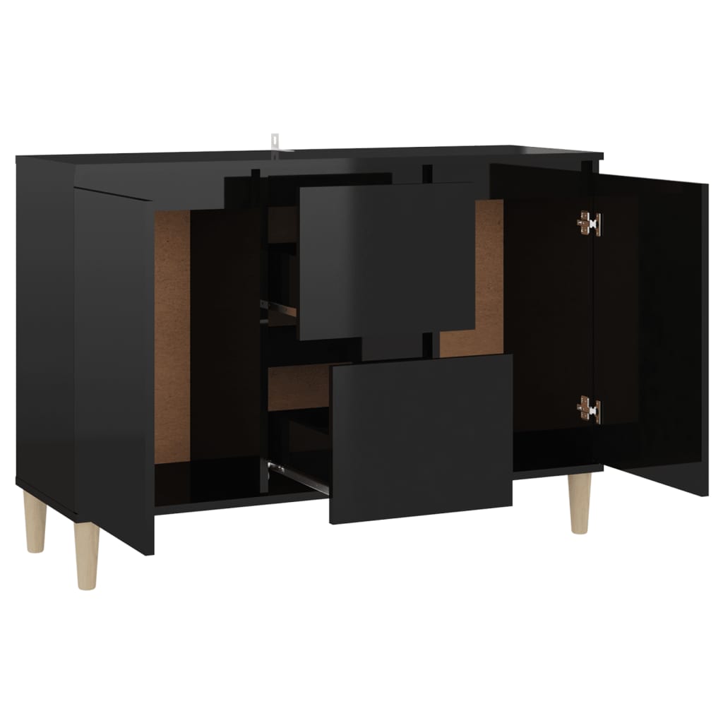 Buffet noir brillant 101x35x70 cm bois d'ingénierie