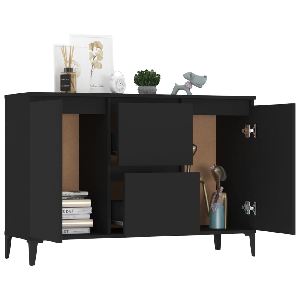 Buffet noir 104x35x70 cm bois d’ingénierie