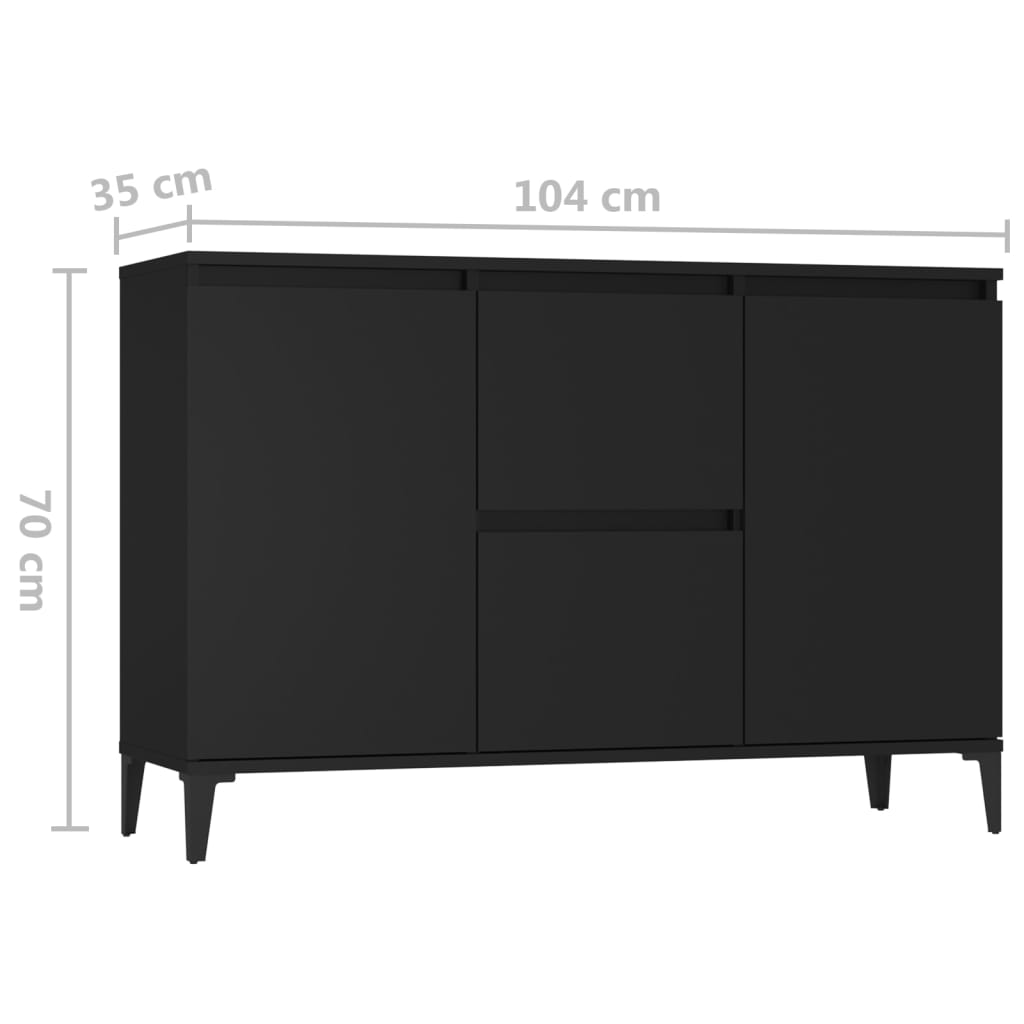 Buffet noir 104x35x70 cm bois d’ingénierie