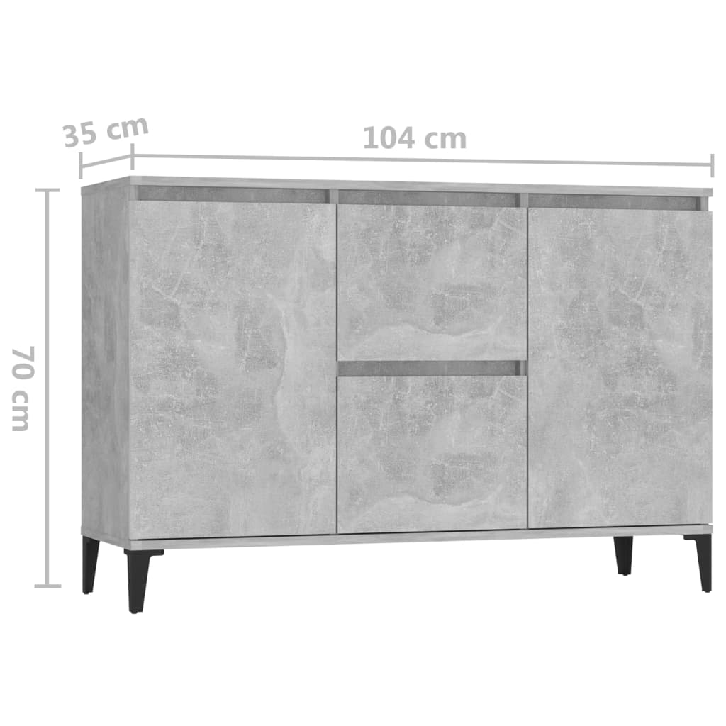 Betongraues Sideboard 104x35x70 cm, Holzwerkstoff