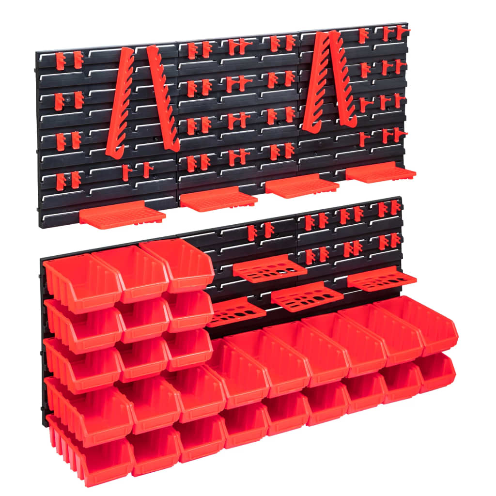 103pcs Red and Black Storage Bins and Wall Panels Kit