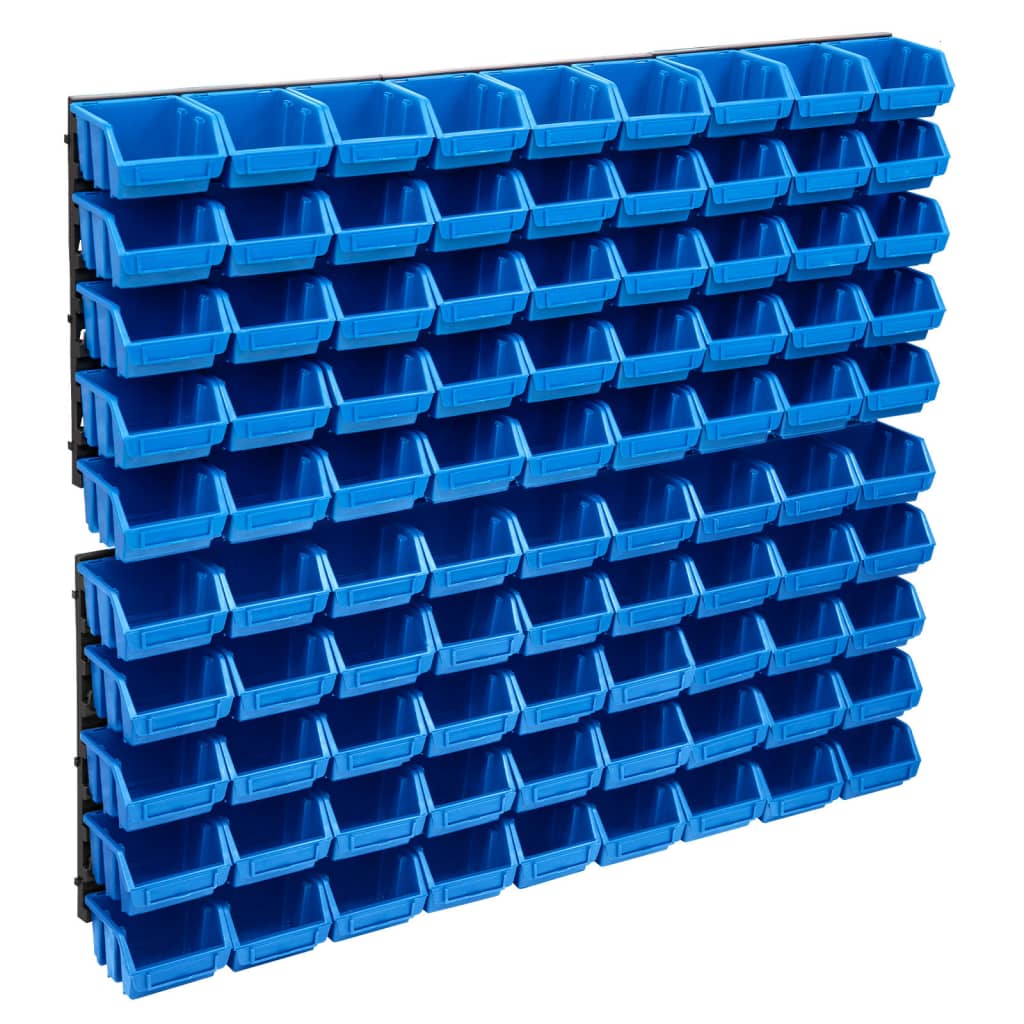 96pcs Blue and Black Storage Bins and Wall Panels Kit