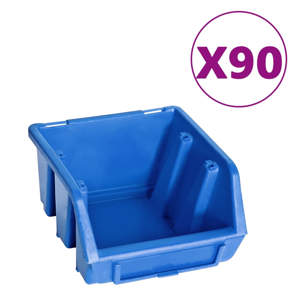 Kit de bacs de stockage et panneaux muraux 96 pcs Bleu et noir