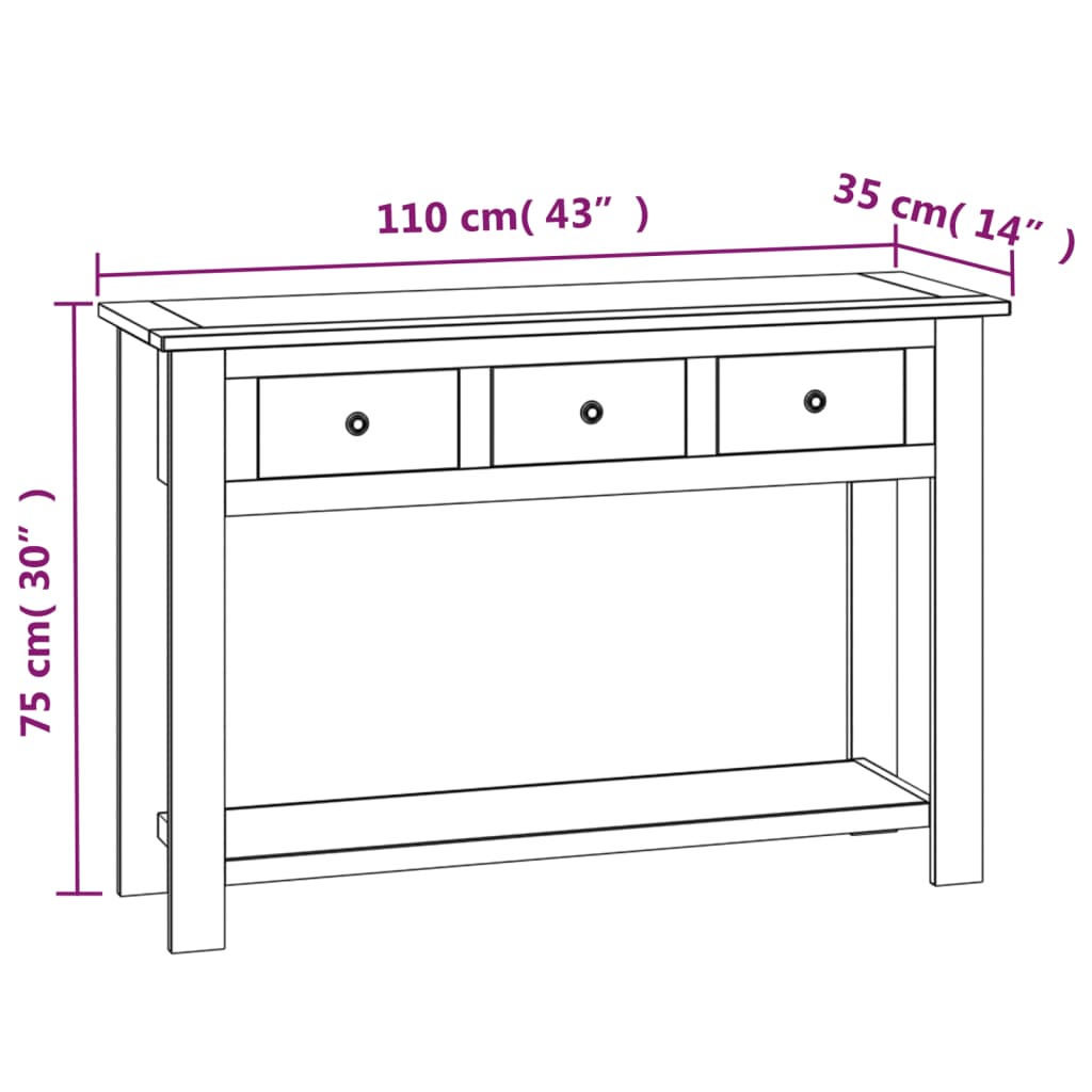 Table console 110x35x75 cm Bois de chêne solide