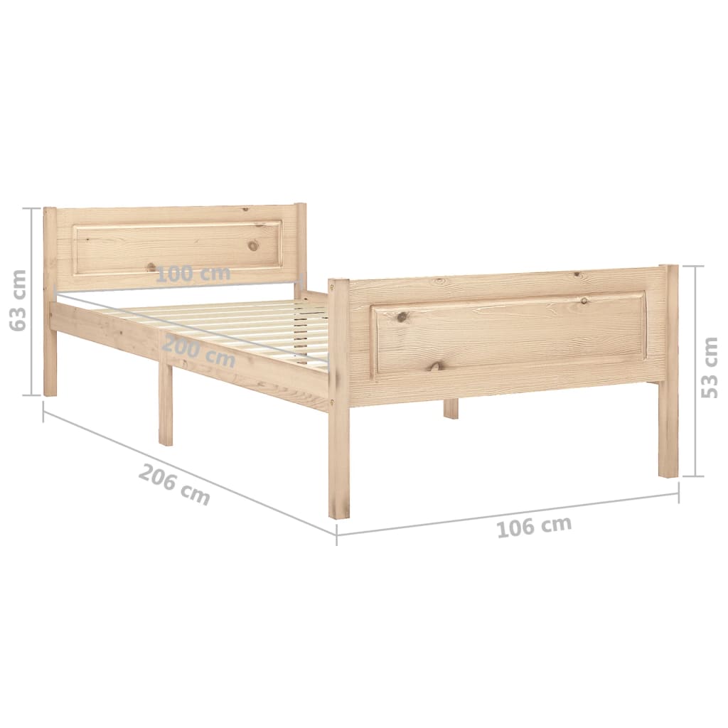 Cadre de lit sans matelas bois massif de pin 100x200 cm