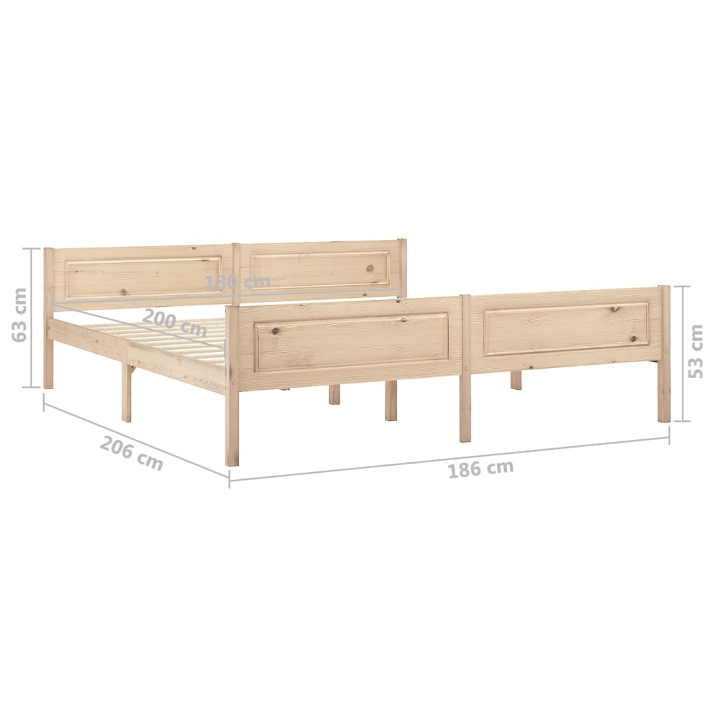 Cadre de lit sans matelas bois massif de pin 180x200 cm