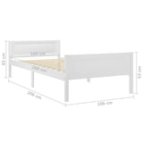 Cadre de lit sans matelas bois massif de pin blanc 100x200 cm