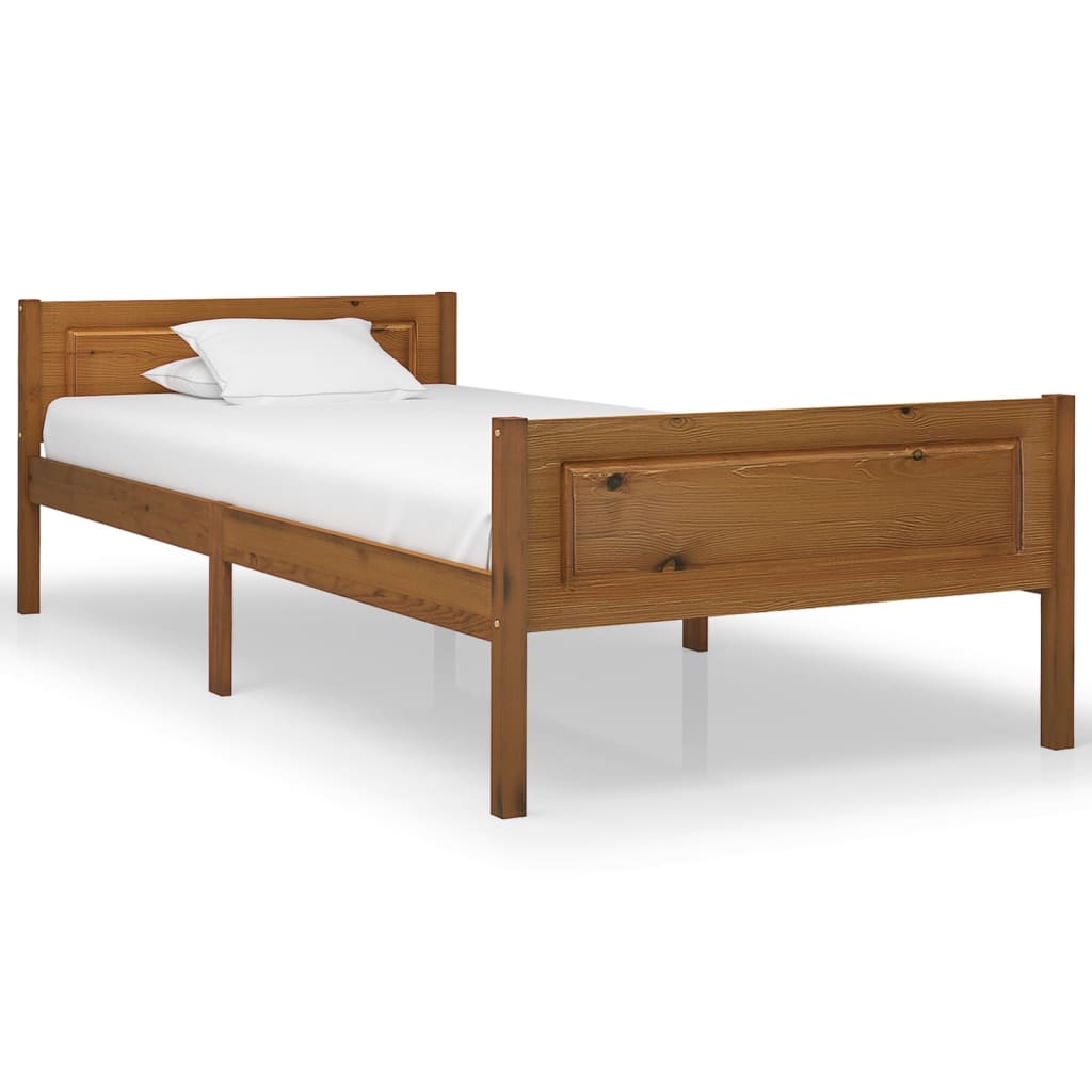 Cadre de lit sans matelas pin massif marron miel 90x200 cm