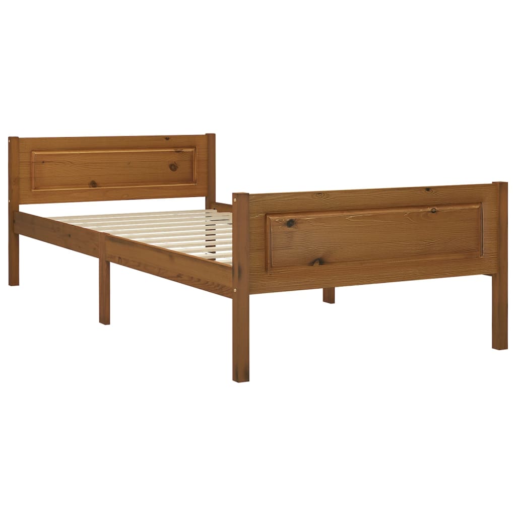 Cadre de lit sans matelas pin massif marron miel 90x200 cm