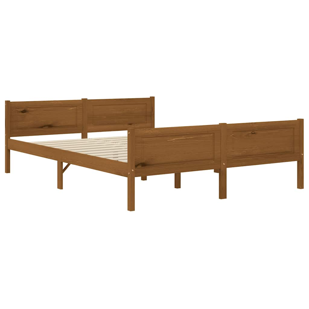 Cadre de lit sans matelas pin massif marron miel 140x200 cm