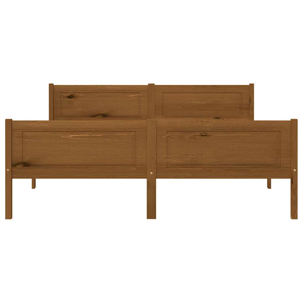 Cadre de lit sans matelas pin massif marron miel 160x200 cm