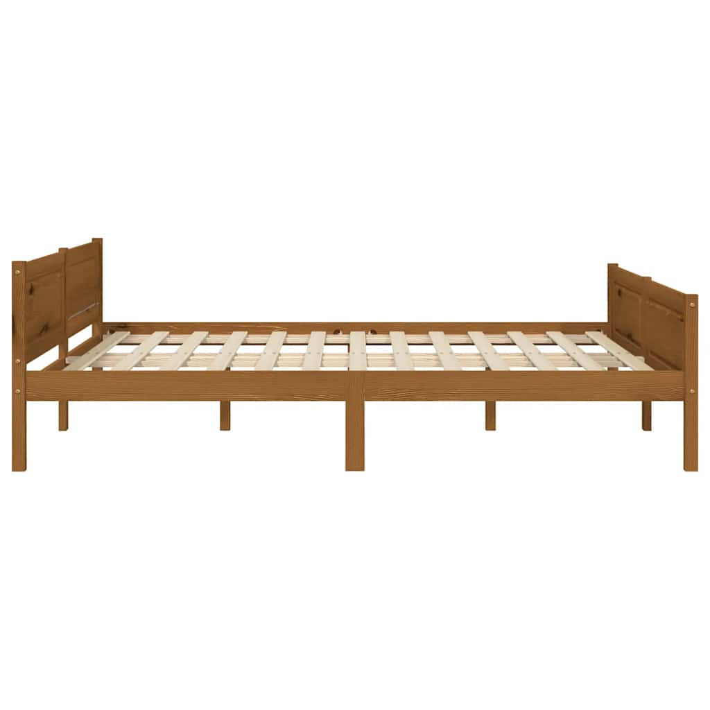 Cadre de lit sans matelas pin massif marron miel 160x200 cm